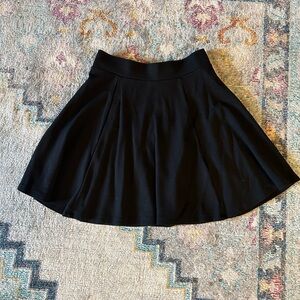 Black Cotton A-Line Mini Skirt